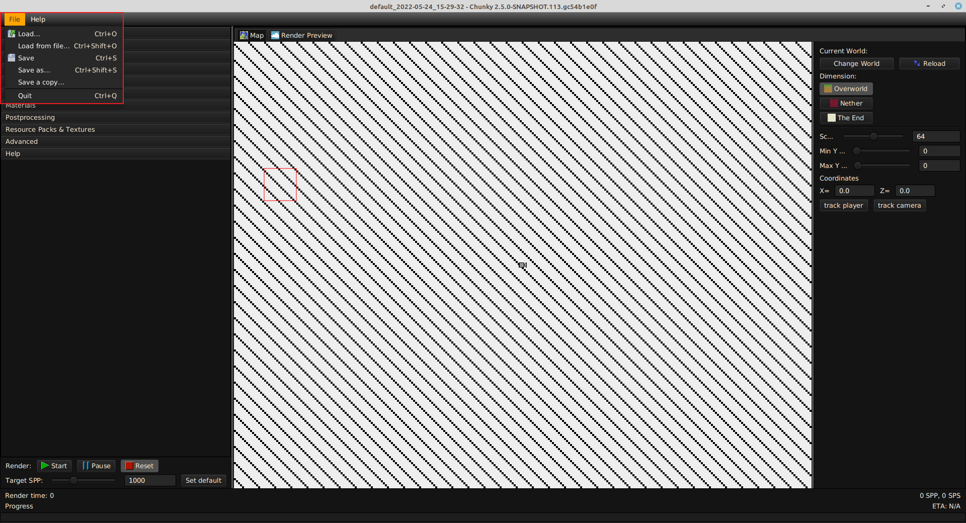 File menu (Scene management controls)